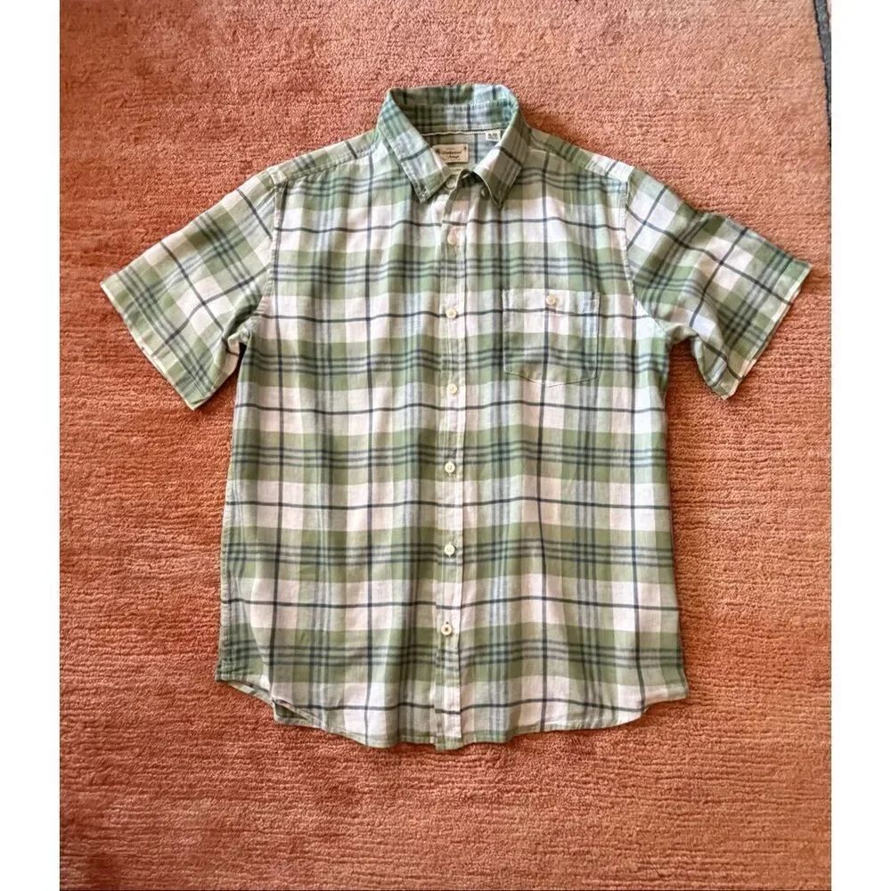 Weatherproof Vintage Men’s XL Linen Cotton Plaid Short Sleeve Shirt